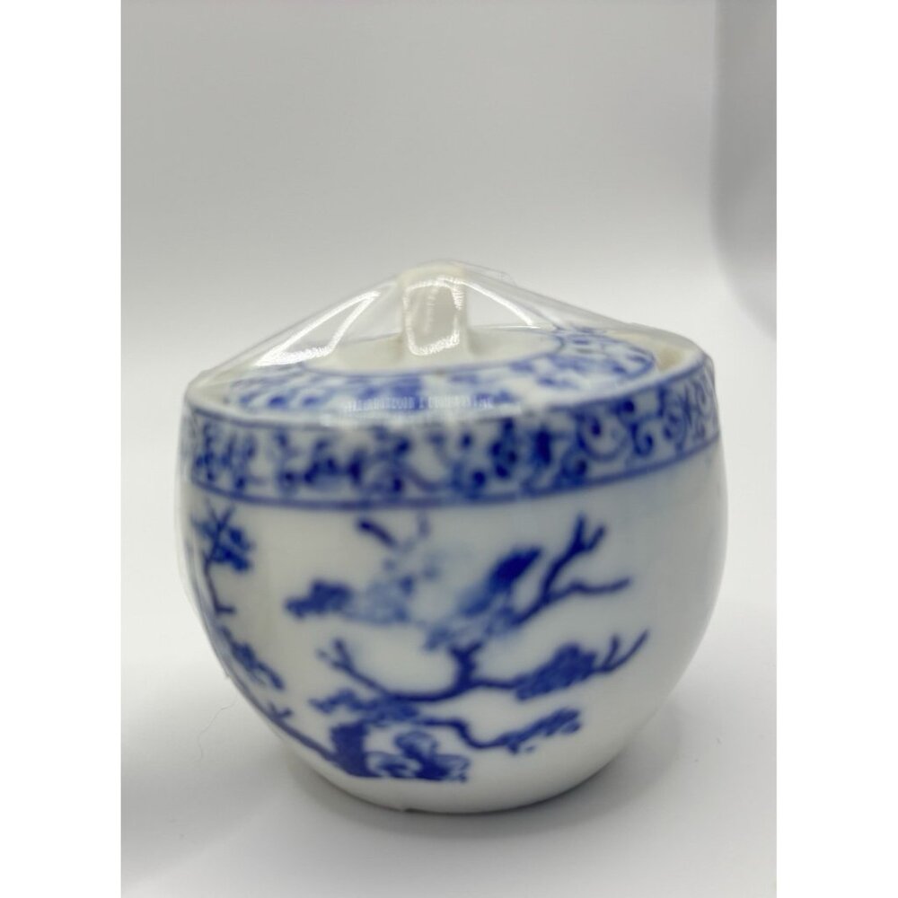 Vtg Miniature blue and white 8 PCs tea set Tea Pot Sugar Creamer Plate - Picture 6 of 8